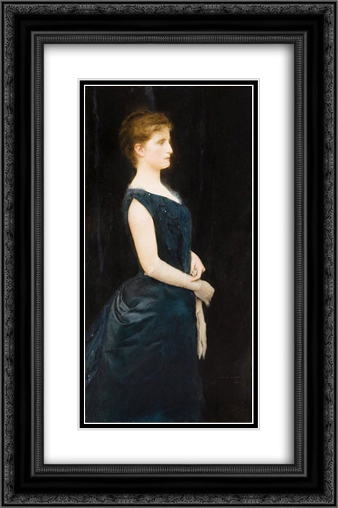 Portrait of Mrs Botte 16x24 Black Ornate Wood Framed Art Print Poster with Double Matting by Khnopff, Fernand