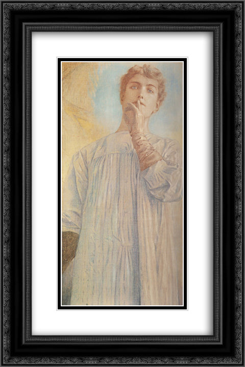 Silence 16x24 Black Ornate Wood Framed Art Print Poster with Double Matting by Khnopff, Fernand