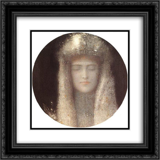 The Silver Tiara 20x20 Black Ornate Wood Framed Art Print Poster with Double Matting by Khnopff, Fernand