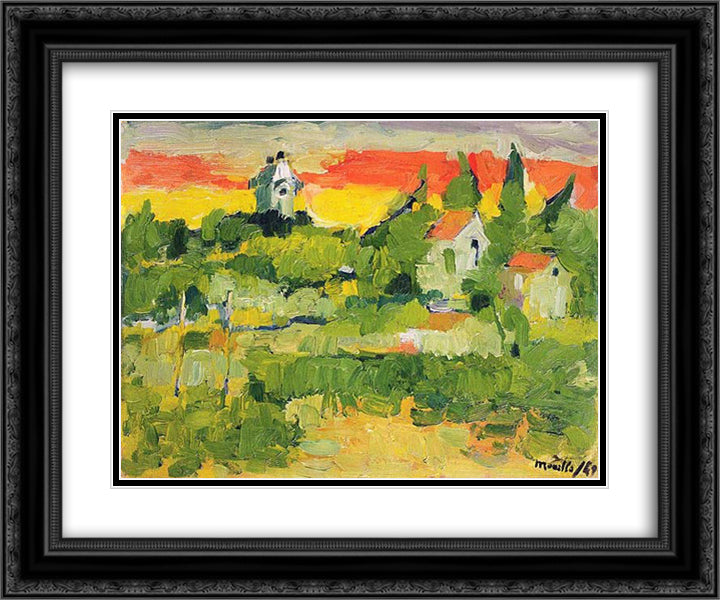 Auvers sur Oise 24x20 Black Ornate Wood Framed Art Print Poster with Double Matting by Saygi, Fikret Mualla
