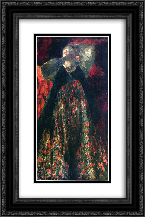 A girl 16x24 Black Ornate Wood Framed Art Print Poster with Double Matting by Malyavin, Filipp