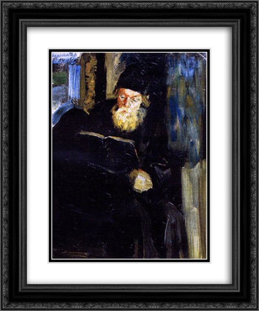 A monk 20x24 Black Ornate Wood Framed Art Print Poster with Double Matting by Malyavin, Filipp