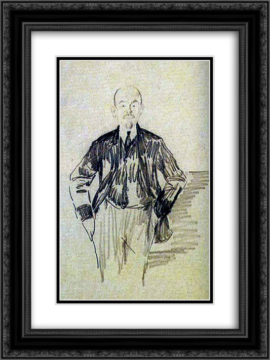 Lenin 18x24 Black Ornate Wood Framed Art Print Poster with Double Matting by Malyavin, Filipp