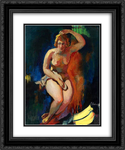 Nude 20x24 Black Ornate Wood Framed Art Print Poster with Double Matting by Malyavin, Filipp