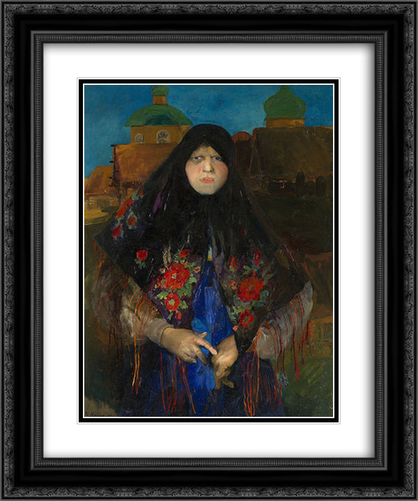 Portrait of a rich peasant 20x24 Black Ornate Wood Framed Art Print Poster with Double Matting by Malyavin, Filipp