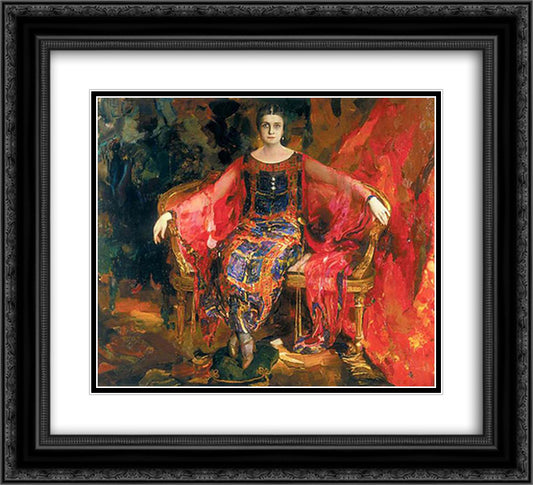 Portrait of Alexandra Balashova 22x20 Black Ornate Wood Framed Art Print Poster with Double Matting by Malyavin, Filipp