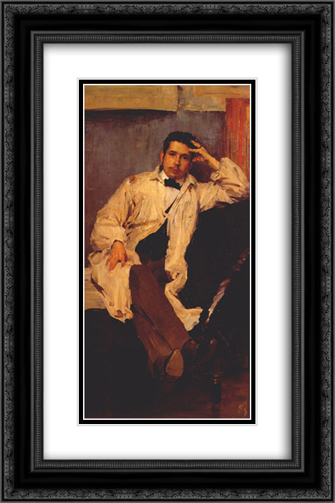 Portrait of K. A. Somov 16x24 Black Ornate Wood Framed Art Print Poster with Double Matting by Malyavin, Filipp