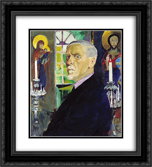 Self-portrait 20x22 Black Ornate Wood Framed Art Print Poster with Double Matting by Malyavin, Filipp