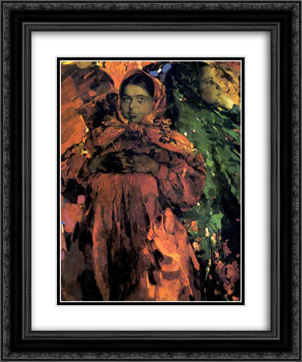 Two girls 20x24 Black Ornate Wood Framed Art Print Poster with Double Matting by Malyavin, Filipp