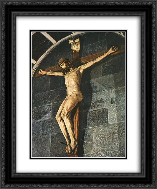 Crucifixion 20x24 Black Ornate Wood Framed Art Print Poster with Double Matting by Brunelleschi, Filippo
