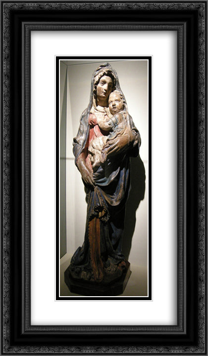 Madonna with Child 14x24 Black Ornate Wood Framed Art Print Poster with Double Matting by Brunelleschi, Filippo
