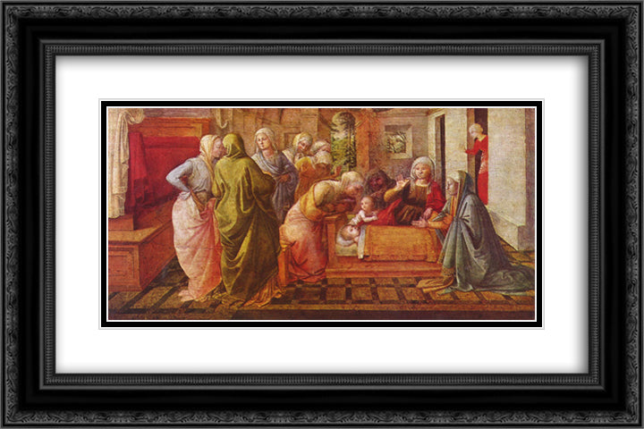 Ambrose Legend 24x16 Black Ornate Wood Framed Art Print Poster with Double Matting by Lippi, Filippo