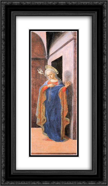 Annunciation, right wing 14x24 Black Ornate Wood Framed Art Print Poster with Double Matting by Lippi, Filippo