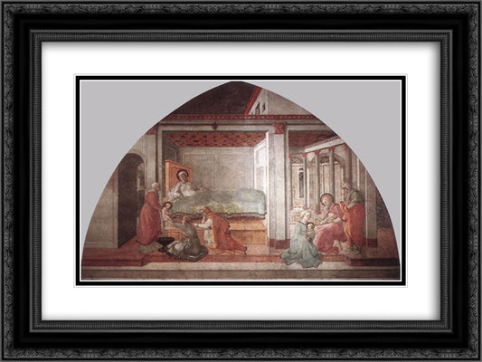 Birth and Naming St. John 24x18 Black Ornate Wood Framed Art Print Poster with Double Matting by Lippi, Filippo