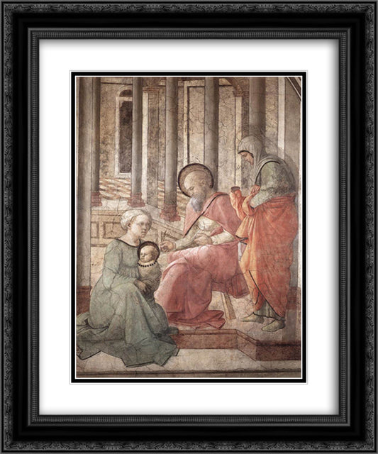 Birth and Naming St. John (detail) 20x24 Black Ornate Wood Framed Art Print Poster with Double Matting by Lippi, Filippo