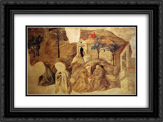 Confirmation of the Carmelite Rule 24x18 Black Ornate Wood Framed Art Print Poster with Double Matting by Lippi, Filippo