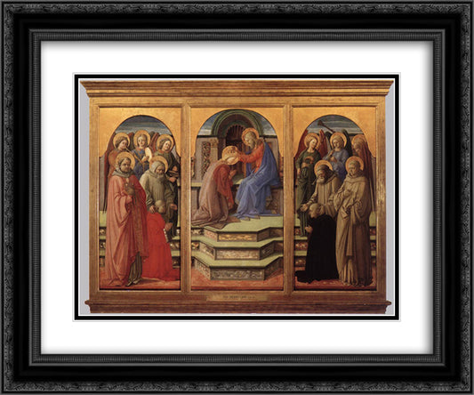 Coronation of the Virgin 24x20 Black Ornate Wood Framed Art Print Poster with Double Matting by Lippi, Filippo