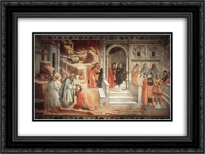 Disputation in the Synagogue 24x18 Black Ornate Wood Framed Art Print Poster with Double Matting by Lippi, Filippo