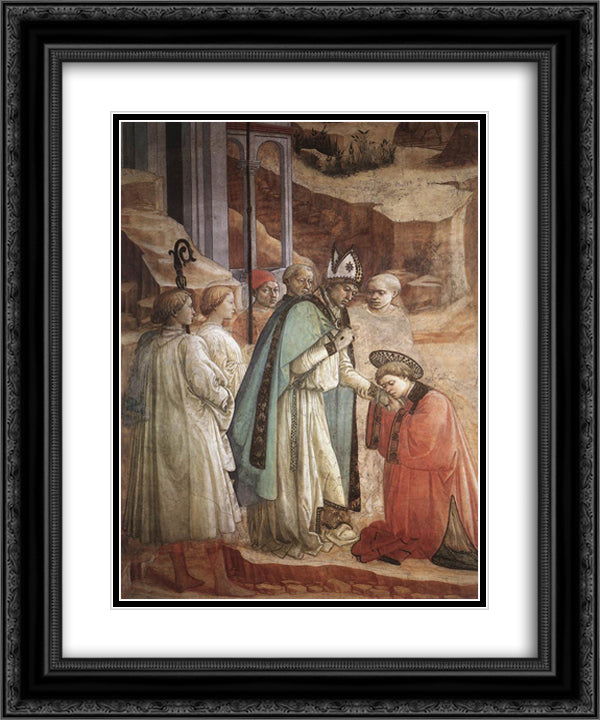 Disputation in the Synagogue (detail) 20x24 Black Ornate Wood Framed Art Print Poster with Double Matting by Lippi, Filippo