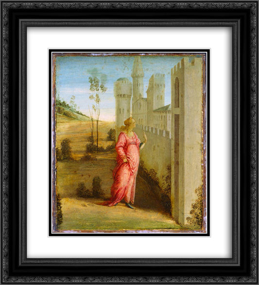 Esther at the Palace Gate 20x22 Black Ornate Wood Framed Art Print Poster with Double Matting by Lippi, Filippo