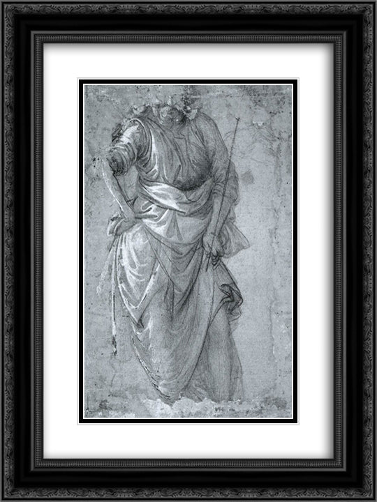 Figure study 18x24 Black Ornate Wood Framed Art Print Poster with Double Matting by Lippi, Filippo