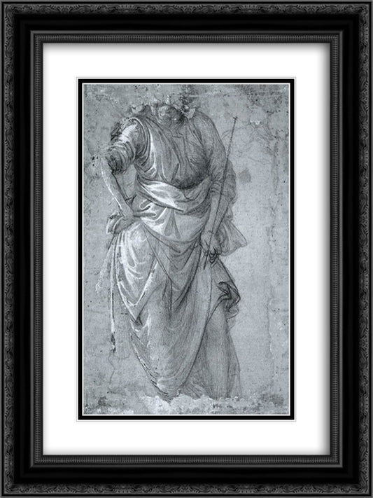 Figure study 18x24 Black Ornate Wood Framed Art Print Poster with Double Matting by Lippi, Filippo