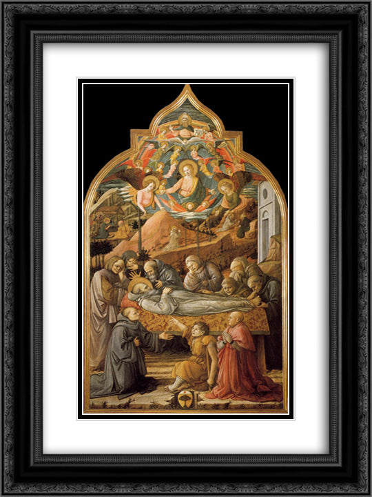 Funeral of St. Jerome 18x24 Black Ornate Wood Framed Art Print Poster with Double Matting by Lippi, Filippo