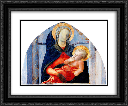 Madonna and Child 24x20 Black Ornate Wood Framed Art Print Poster with Double Matting by Lippi, Filippo