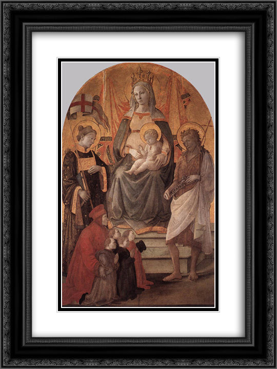 Madonna del Ceppo 18x24 Black Ornate Wood Framed Art Print Poster with Double Matting by Lippi, Filippo