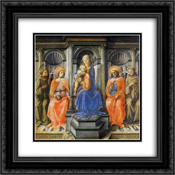 Madonna Enthroned with Saints 20x20 Black Ornate Wood Framed Art Print Poster with Double Matting by Lippi, Filippo