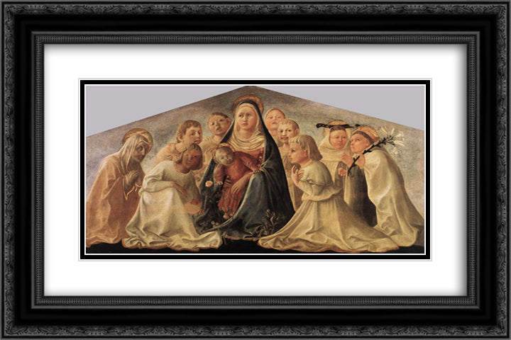 Madonna of Humility 24x16 Black Ornate Wood Framed Art Print Poster with Double Matting by Lippi, Filippo