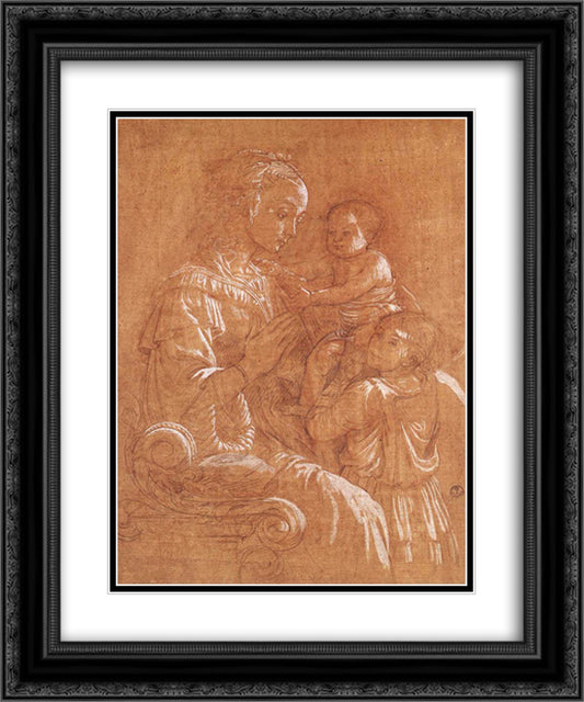 Madonna with the Child and two Angels 20x24 Black Ornate Wood Framed Art Print Poster with Double Matting by Lippi, Filippo