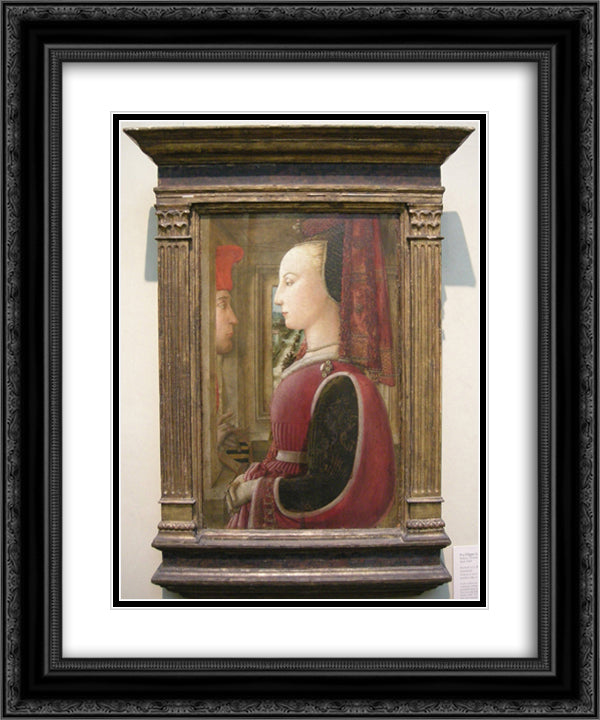 Portrait of a Man and Woman at a Casement 20x24 Black Ornate Wood Framed Art Print Poster with Double Matting by Lippi, Filippo