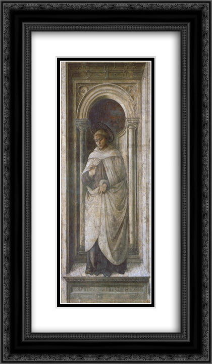 St. Alberto of Trapani 14x24 Black Ornate Wood Framed Art Print Poster with Double Matting by Lippi, Filippo