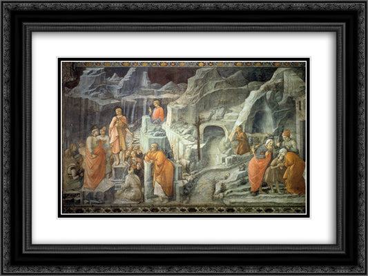 St. John Taking Leave of his Parents 24x18 Black Ornate Wood Framed Art Print Poster with Double Matting by Lippi, Filippo