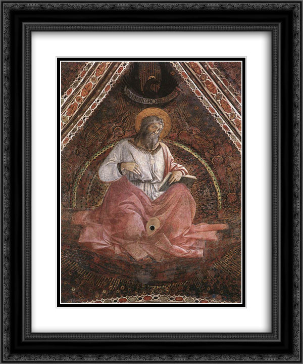 St. John the Evangelist 20x24 Black Ornate Wood Framed Art Print Poster with Double Matting by Lippi, Filippo