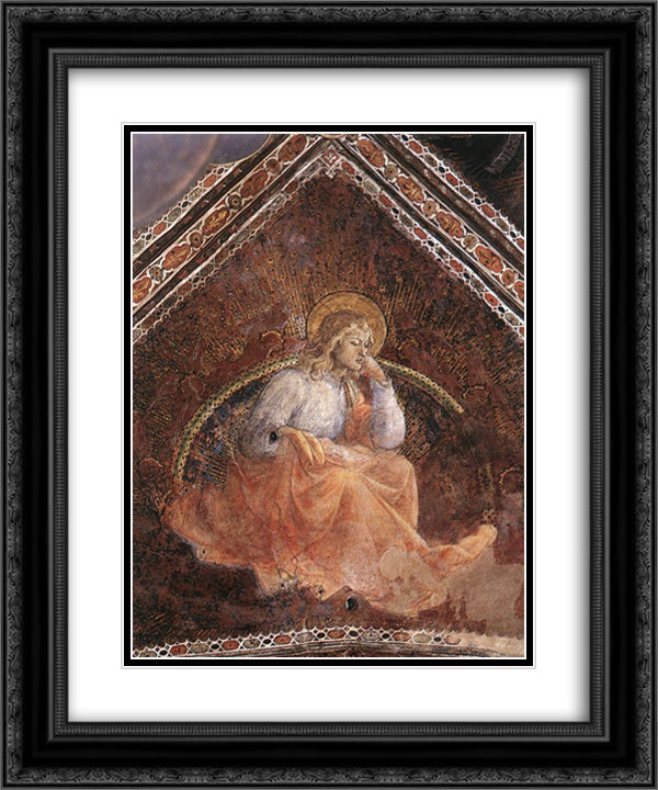 St. Luke the Evangelist 20x24 Black Ornate Wood Framed Art Print Poster with Double Matting by Lippi, Filippo