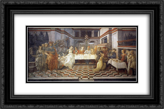 The Feast of Herod Salome's Dance 24x16 Black Ornate Wood Framed Art Print Poster with Double Matting by Lippi, Filippo