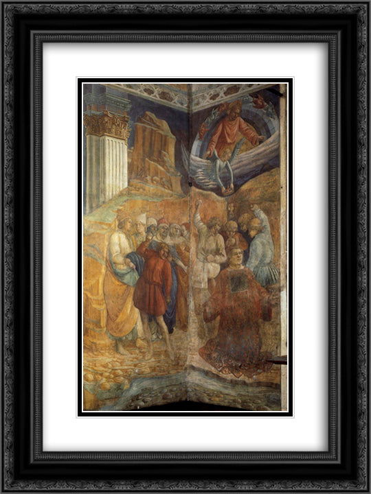 The Martyrdom of St. Stephen 18x24 Black Ornate Wood Framed Art Print Poster with Double Matting by Lippi, Filippo