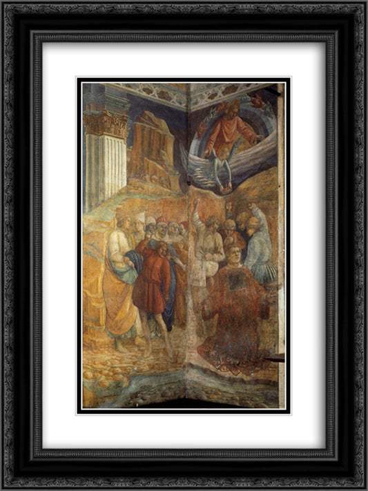 The Martyrdom of St. Stephen 18x24 Black Ornate Wood Framed Art Print Poster with Double Matting by Lippi, Filippo