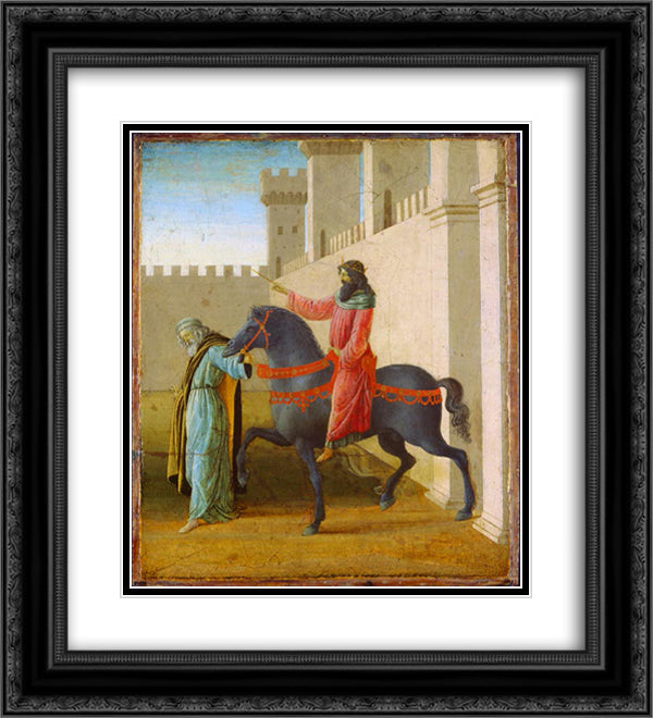 The Triumph of Mordecai 20x22 Black Ornate Wood Framed Art Print Poster with Double Matting by Lippi, Filippo