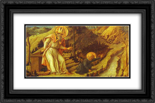 The Vision of St. Augustine 24x16 Black Ornate Wood Framed Art Print Poster with Double Matting by Lippi, Filippo