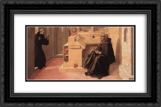 Vision of St. Augustine 24x16 Black Ornate Wood Framed Art Print Poster with Double Matting by Lippi, Filippo