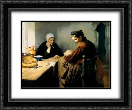 Motherhood 24x20 Black Ornate Wood Framed Art Print Poster with Double Matting by Baes, Firmin