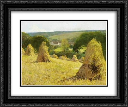 Sheaves of corn 24x20 Black Ornate Wood Framed Art Print Poster with Double Matting by Baes, Firmin