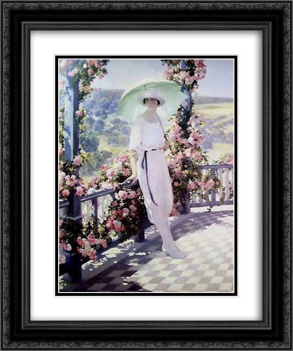 Sunny terrace 20x24 Black Ornate Wood Framed Art Print Poster with Double Matting by Baes, Firmin