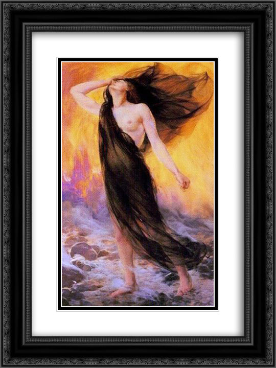 The Death of Ypres 18x24 Black Ornate Wood Framed Art Print Poster with Double Matting by Baes, Firmin