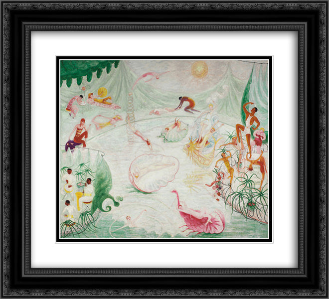Natatorium Undine 22x20 Black Ornate Wood Framed Art Print Poster with Double Matting by Stettheimer, Florine