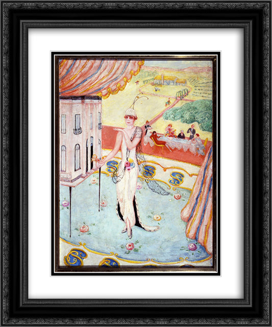 Portrait of My Sister, Carrie W. Stettheimer 20x24 Black Ornate Wood Framed Art Print Poster with Double Matting by Stettheimer, Florine