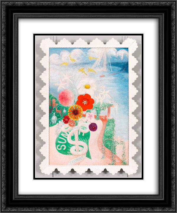 Sun 20x24 Black Ornate Wood Framed Art Print Poster with Double Matting by Stettheimer, Florine